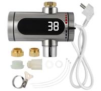 Hemobllo Rubinetto Elettrico Caldo e Freddo Istantaneo in Acciaio Display LED per Cucina e Giardino, Scaldabagno Elettrico Basso Consumo senza Serbatoio