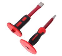 Hemobllo Scalpelli per Muratura Scalpello da Roccia con Manico Antiscivolo e Paramano Ammortizzante Scalpello Piatto e Punta per Intaglio Demolizione e Lavorazioni su Calcestruzzo