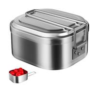 Hemobllo Scatola Porta Pranzo in Alluminio 950ml Argento, Contenitore Cibo Ermetico e Adatto al Microonde per Casa e Lavoro, Facile da Pulire
