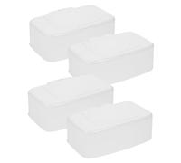 Hemobllo Scatola Porta Salviette Umidificate in Pp con Coperchio Ermetico, Set da 4 Pezzi, Riutilizzabile per Salviette Facciali e Flushable, per Scrivania e Camera da Letto