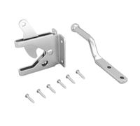 Hemobllo Scrocco per Cancello, Chiavistello Scorrevole con Chiusura Automatica a Leva, Acciaio al Carbonio Argentato, 1 Set, con Viti e Aste, per Recinzioni e Porte in Legno