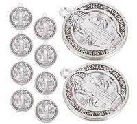 Hemobllo Set 10 Pezzi Ciondoli Di San Benedetto in Lega Di Zinco Con Motivo a Croce, Componenti Per Creazione Di Collane e Portachiavi Religiosi, Accessori Fai Da Te Per Artigianato e Regali