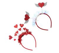 Hemobllo Set 2 Fasce per Chioma a Forma di Cuore Rosse Accessori Leggeri e Morbidi per Festa di San Compleanno e Party Copricapo Donna Creativo e Riutilizzabile