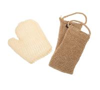 Hemobllo Set 2 Pezzi Guanti Esfolianti Per Doccia in Fibra Naturale 60x11 Cm Asciugamano Lungo Manico Arrotondato Per Scrub Corpo e Schiena, Rimozione Sebo e Pulizia Profonda Per Adulti