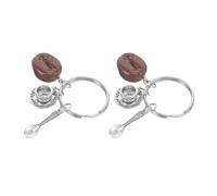 Hemobllo Set 2 Portachiavi a Forma Di Da Caffè e Resistente Con Cucchiaino, Accessori Per Chiavi e Decorazioni Per Borse, Souvenir Per Amanti Del Caffè