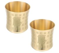 Hemobllo Set 2 Tazze da Tè Kung Fu in Ottone Retrò Vintage Calici Tradizionali senza Manico per Degustazione e Uso Cerimoniale Tazze da Altare e Decorazione per Ambienti Asiatici