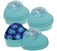 Hemobllo Set 3 Saponi a Forma di Rosa in Scatola a Forma di Cuore Sapone Profumato AI Fiori Regalo Creativo per la Festa della Mamma 6 Fiori Azzurri per Cura della Pelle e Decorazione