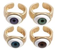 Hemobllo Set 4 Anelli Anti-malocchio Unisex in Metallo Placcato Oro, Anelli Estetici Punk per Uomo e Donna, Gioielli Occhio Protettivo per Feste e Uso Quotidiano