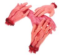 Hemobllo Set 4 Pezzi Mani Mozzate in Silicone per Scherzi e Decorazioni di Halloween, Design Horror Leggero per Feste e Stanze Segrete