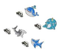 Hemobllo Set 4 Spille a Forma di Animale Marino in Lega di Zinco Spilla Squalo Spilla Decorativa Creativa a Forma di Delfino e Balena Mini Spille Leggere per Ragazze Accessori Moda per