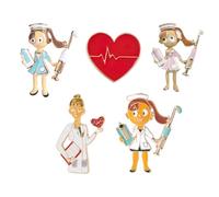 Hemobllo Set 5 Spille Decorative in Lega a Forma di Cuore e Cardiaca Spilla da Infermiera e Dottore Resistente All’Olio Accessori Moda per Abbigliamento Formale e Casual Idee Regalo per
