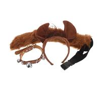 Hemobllo Set Accessori Costume Cavallo con Orecchie in Peluche e Fascia Marrone, Tessuto Morbido, per Feste a Tema Animali e Celebrazioni Creative