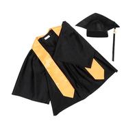 Hemobllo Set Completo Cappello e Toga per Laurea Nero in Cotone Taglia | Cerimonie di Laurea, Adatto a Ragazzi in Età Prescolare, Riferimento Taglia S
