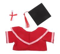 Hemobllo Set Completo Costume Laurea per Bambolotto con Vestito Rosso in Poliestere e Cappello Mini con Nappina per Collezioni e Ricordi di Stagione Laurea