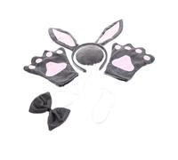 Hemobllo Set Cosplay 4 Pezzi Orecchie da Coniglio Grigio per Ragazzo Ragazza, Accessori Costume Animale per Feste di Compleanno, Carnevale e Mascherate, Cerchietto e Guanti per Cosplay
