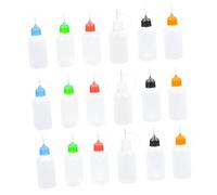 Hemobllo Set da 18 Flaconi Applicatori Punta Ad Ago in Plastica Traslucida, Piccoli Flaconi di Colla a Punta Fine 6 Colori di Tappi, per Artigianato Fai da Te, Pittura Acrilica e Precisione