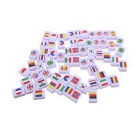 Hemobllo Set da Mahjong Bandiere Nazionali 64 Pezzi in Melamina Compatto e Stiloso, Gioco di Memoria per Coppie e Famiglie per Feste e Gioco da Tavolo