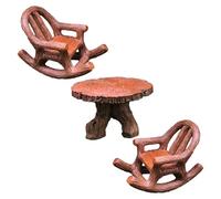 Hemobllo Set di Mobili da Giardino e Sedia a Dondolo Tavolino Rotondo in Miniatura in Resina, Compatto e Leggero, per Decorazioni di Balconi e Paesaggi Fatati