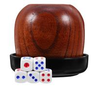 Hemobllo Set di Tazze per Dadi Facile da Pulire e Comodo da Usare, per Giochi da Tavolo in Legno Marrone con Coperchio e Divertimento in Casa