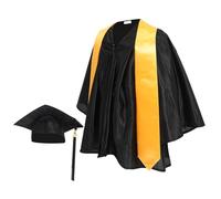 Hemobllo Set Laurea Tocco e Toga in Cotone Nero per Cerimonie di Diploma, Taglia 26 in Età Prescolare, Costume Unisex Elegante