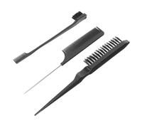 Hemobllo Set Pettini Chioma Professionali 3 Pezzi in Plastico Nero Leggero per Acconciature e Scovolino Sopracciglia per Casa e Ufficio