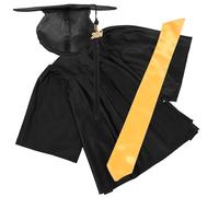 Hemobllo Set Toga e Tocco da Laurea per 2024, Abito da Laurea Fascia e Ciondolo, Materiale Poliestere Resistente, Adatto a Cerimonie Scolastiche Elementari, Taglia Unica Nera