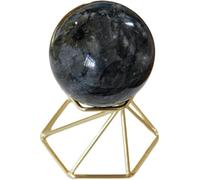 Hemobllo Sfera di Cristallo Nera con Base Dorata in Marmo, Decorazione da Tavolo Elegante per Soggiorno e Studio, Ornamento a Forma di Palla Semplice e Stabile per Arredamento Casa