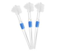 Hemobllo Spazzolino Da Denti a Doppia Faccia Per Dentiere Trasparente 3 Pezzi Testine Grandi e Piccole in Nylon, Impugnatura Antiscivolo Per Pulizia Protesi Dentarie e Freschezza Orale