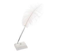 Hemobllo Sposa Piume Struzzo con Portapenne Elegante Accessorio per Matrimonio Compleanno e Speciali Bianco con Strass
