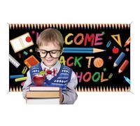 Hemobllo Striscione Benvenuti Scuola Decor Layout Backdrop in Tessuto Decorativo e Alta Solidità Colore per Festa Scuola Decor