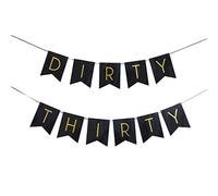 Hemobllo Striscione Decorativo per Compleanno Dirty Thirty Oro con Design Nera per Feste Compleanno e Decorazioni Festive