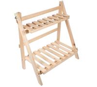 Hemobllo Supporto Decorativo in Legno a Doppio Livello Forma Trapezoidale per Piante e Vasi Organizer da Tavolo Stabile e Levigato per Casa e Ufficio