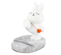 Hemobllo Supporto Per Telefono a Forma Di Coniglio in Resina Da Tavolo, Decorazione Da Scrivania Per Ragazzo Ragazza e Famiglie, Base Stabile Per Smartphone, Ornamento Cartone Animato Bianco