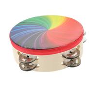 Hemobllo Tamburello Doppio con Motivo Arcobaleno Strumento Percussione Mano per Suono Nitido per Feste Musicali ed Educative