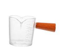 Hemobllo Tazza Latte Art in Vetro con Manico in Legno e Bocca Bicchiere Misurino Latte Caffè Tazza Colazione e Facile da Pulire Sicura per Uso Alimentare