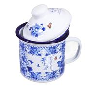 Hemobllo Tazza Smaltata a Ufficio per Tè e Caffè da 500ml con Coperchio, Facile da Pulire e Presa Eccellente