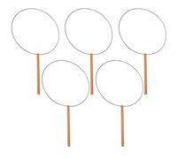 Hemobllo Telaio Ventaglio Tondo in Ferro 5 Pezzi Manico Corto per Ventagli Hanfu, Kit per Fabbricazione Ventagli Cinesi, per Eventi, Matrimoni e Progetti Creativi