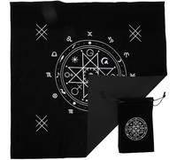 Hemobllo Tovaglia per Tarocchi in Flanella 50x50 Cm Borsa Porta Tarocchi Nero Set 2 Pezzi per Divinazione Design Vintage e Funzione Anti Caduta