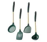 Hemobllo Utensili Cucina Silicone con Manico in Acciaio Resistente al Calore Spatola Antiaderente Cucchiaio e Mestolo Ergonomici per Uso Domestico e Professionale