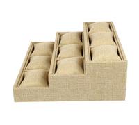 Hemobllo Vassoio Organizer Orologi Scomparti in Tela di Juta Vassoio Porta Gioielli Multiuso per Anelli e Orecchini Contenitore da Scrivania per Orologi e Accessori Design Pratico e