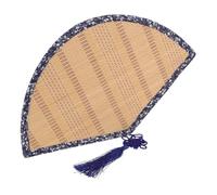 Hemobllo Ventaglio da Parete in bambù con Bordatura Floreale Blu Decorazione Sospesa da Te per Interni Cinese e Matrimoni da Parete Oversize