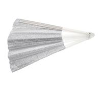 Hemobllo Ventaglio Pieghevole Glitterato Portatile da 13" in bambù Bianco e Argento, Ventilatore Manuale Leggero per Festival EDM, Rave e Feste all’Aperto, Accessorio Decorativo