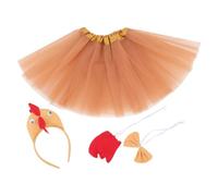 Hemobllo vestirsi per la festa di pasqua costume da pulcino pasquale copricapo pasquale gonna tutù di pollo fascia per la testa di pollo costume coda di tacchino cotone Marrone