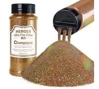 HEMOER Champagne Fine Glitter 140g, Metallica per Decorazioni Artigianato, Resina, Epossidica Bicchieri, Candele, Arti Pittoriche, Capelli Viso Corpo Occhi Nail Art Festival