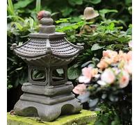 Hemore Lanterna a pagoda solare, pagoda da giardino zen giapponese da 10,2 pollici con luce solare, ornamento decorativo paesaggistico da giardino per patio, decorazione portico (Stile 1)