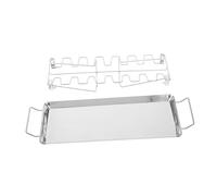 HEMOTON 1 Set Inossidabile per Cosce con Vassoio Antigoccia Rack per Arrosto BBQ Versatile per Cosce e Spiedini Facile da Accessori da Picnic per Grigliate