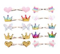 HEMOTON 10paia Forcine per Capelli per Bambine Forcine con Paillettes Forma di Cuore Farfalla e Corona Decorazioni per Copricapo per Feste e Uso Quotidiano