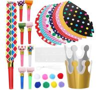 HEMOTON 11 Cappelli A Cono Per Feste Di Compleanno Cappelli Di Carta A Cono Con Soffiatori Colorati Rumorosi Scoppi Per Bambini Adulti Forniture Per Feste Di Compleanno Baby Shower