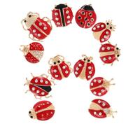 HEMOTON 12 pezzi Spille Cartoon Delicate Coccinella Animal Brooch per Donna Ragazza Spilla Camicia Party Accessorio Abbigliamento Elegante e Resistente