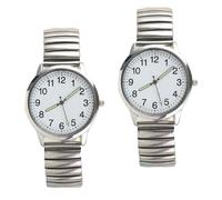 HEMOTON 2 Orologi da Polso al Quarzo Numeri Grandi Luminosi Resistente All’Acqua Cinturino Elastico Argento Orologi Eleganti per Anziani e Compleanni Adatti a Quotidiano e Occasioni